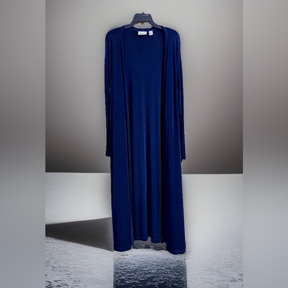 Chico's Sweaters - Chico's Traveler Women’s Deep Blue Lightweight Maxi Cardigan w/Side Slits-OS-EUC